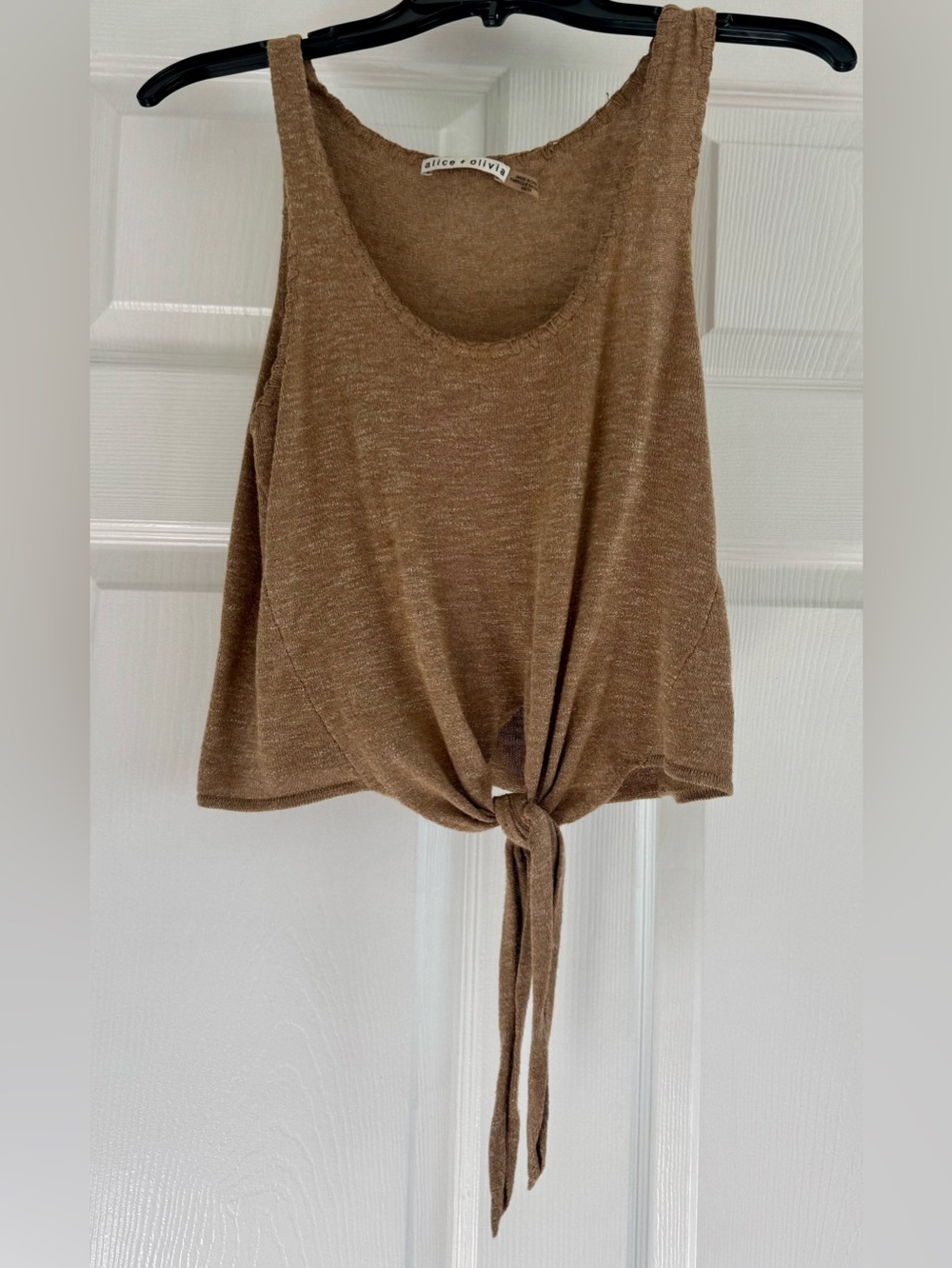 Alice + Olivia XS Camel Knit Tie Front Tank Top